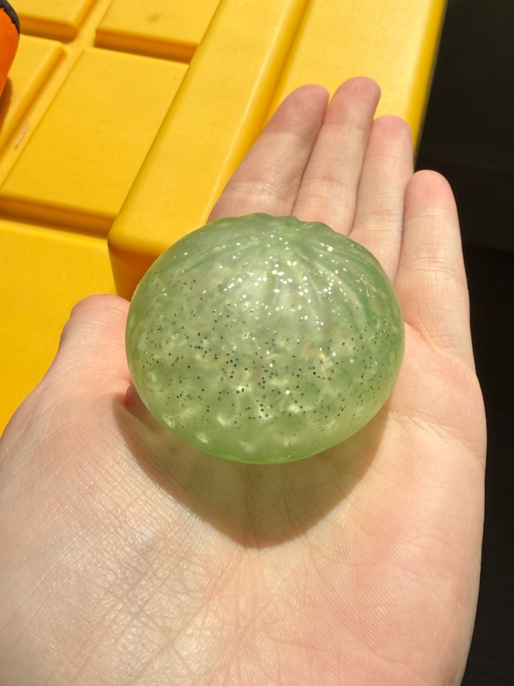 Green Glitter Dumpling Mini Jelly Stress Ball With Dumpling Case